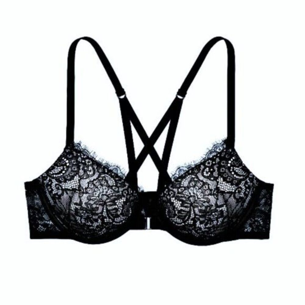 32D VICTORIA'S SECRET Bombshell Push Up Bra +2 Cups Front Close Strappy Back $67